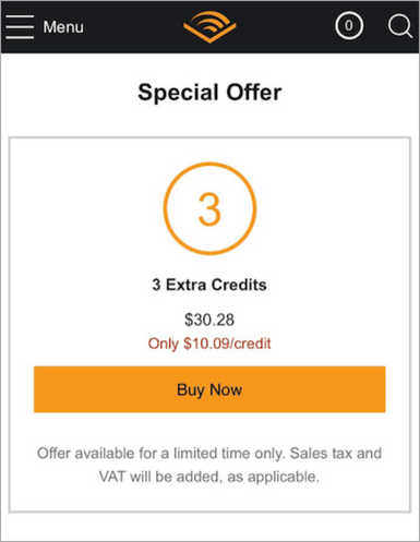 Audible's extra credit offer