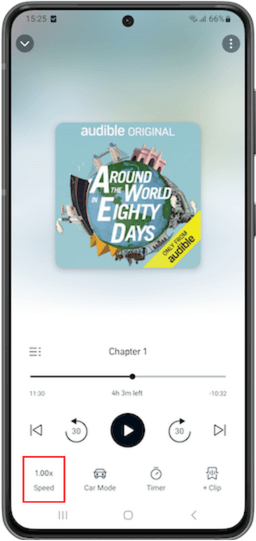 setting narration speed on Audible app (Android)