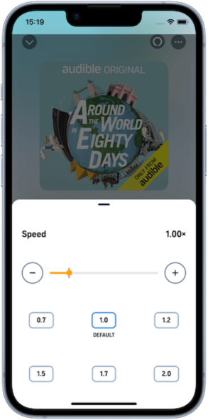 increase or decrease Audible's narration speed on Android