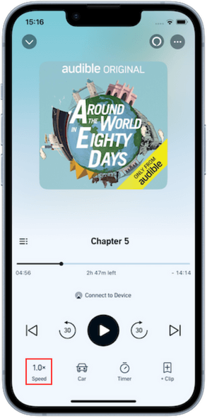 Audible narration speed on iPhone