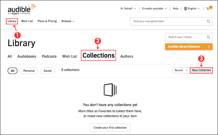 create Audible collection