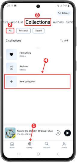 create collections on Audible app