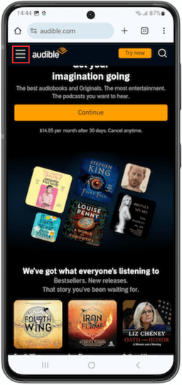 Audible mobile site sign in